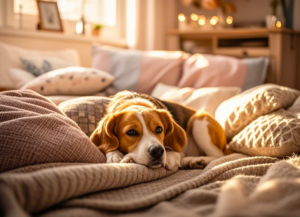 bed with dog bed